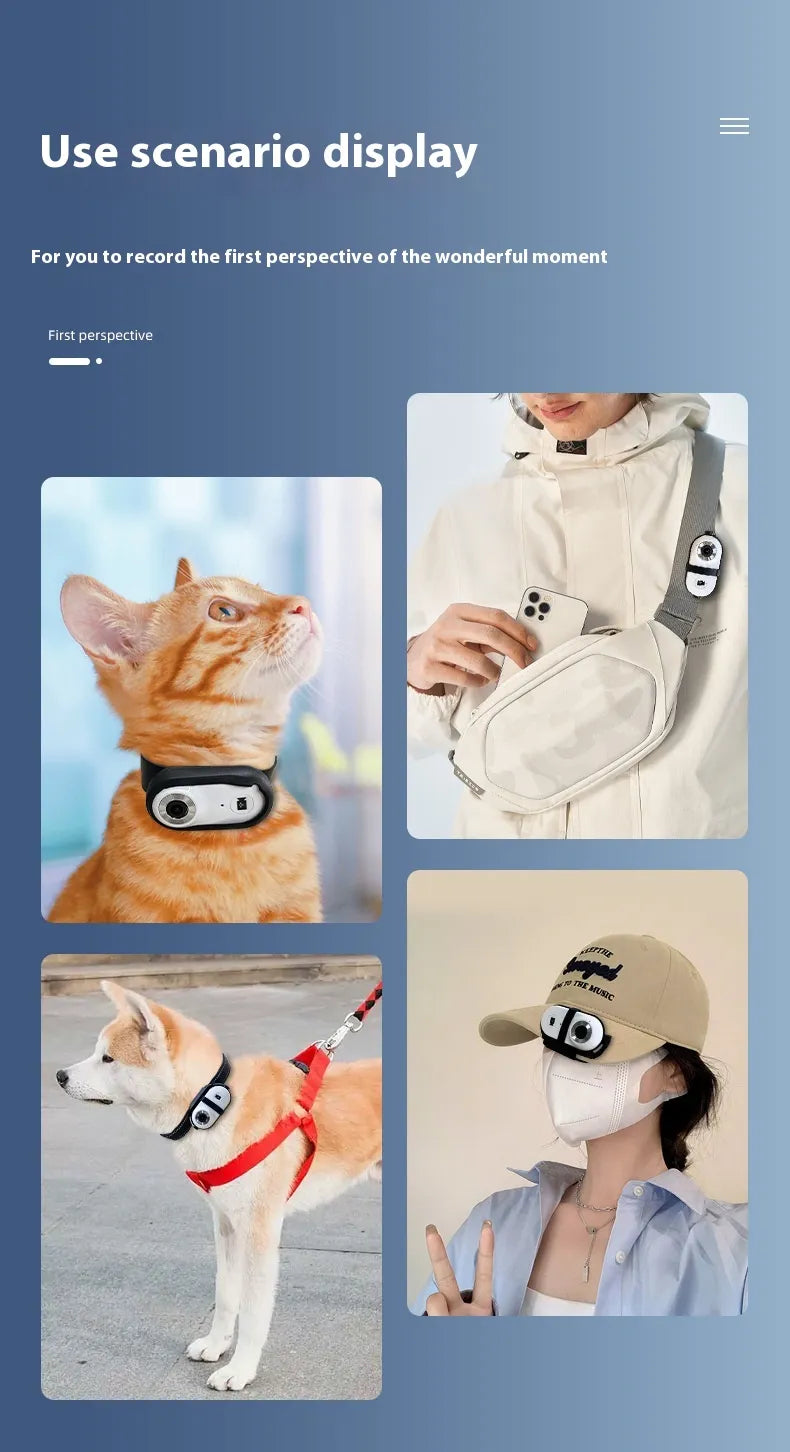 Pet Recorder HD Mini Camera - Magnetic Suction Design - Home and Outdoor Monitoring - Limited Time Discount