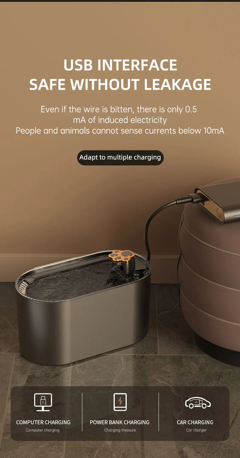 Cat Water Fountain - Modern Design - Ideal for Dogs and Cats - Keep Your Pets Hydrated with Ease