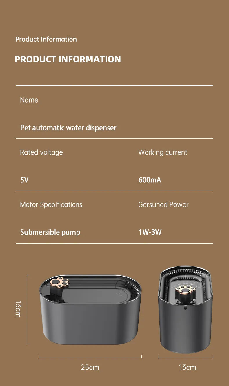 Cat Water Fountain - Modern Design - Ideal for Dogs and Cats - Keep Your Pets Hydrated with Ease