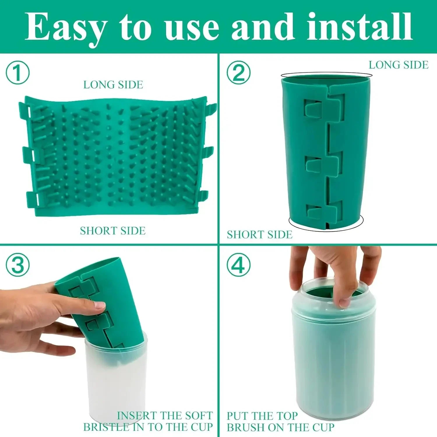 Soft Silicone Pet Foot Wash Cup | Cat & Dog Foot Cleaner | Portable Massage Bath Cleaning Tool with Dog Shampoo Brush