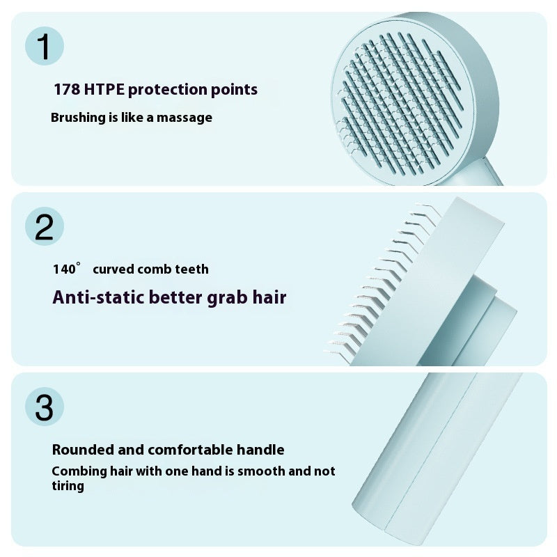 Pet Needle Comb Hair Remover Brush - Self-Cleaning Grooming Tool for Dogs and Cats