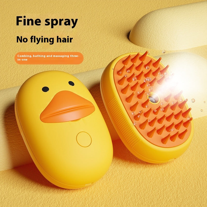 Pet Spray Massage Comb - Cute Small Yellow Duck Design for Grooming All Cats and Dogs