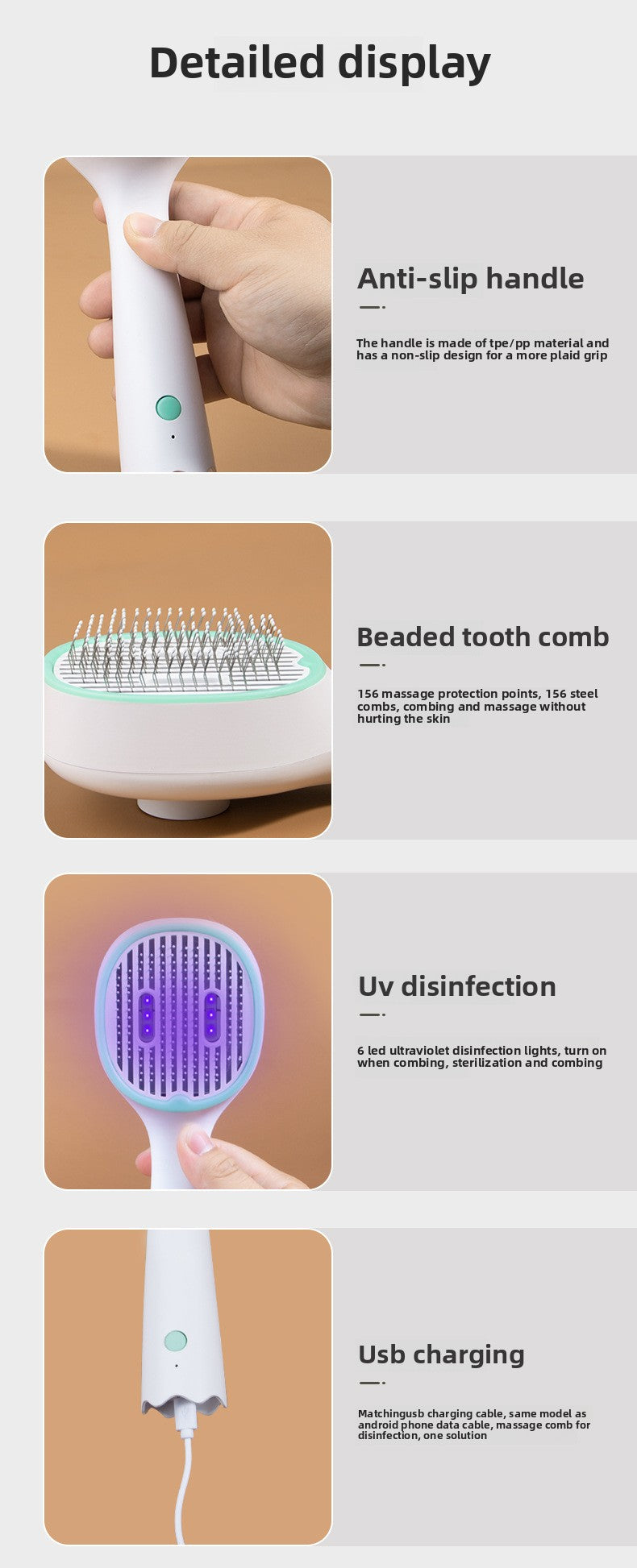 Automatic De-shedding Comb - Ergonomic Design for Pet Cleaning and Grooming