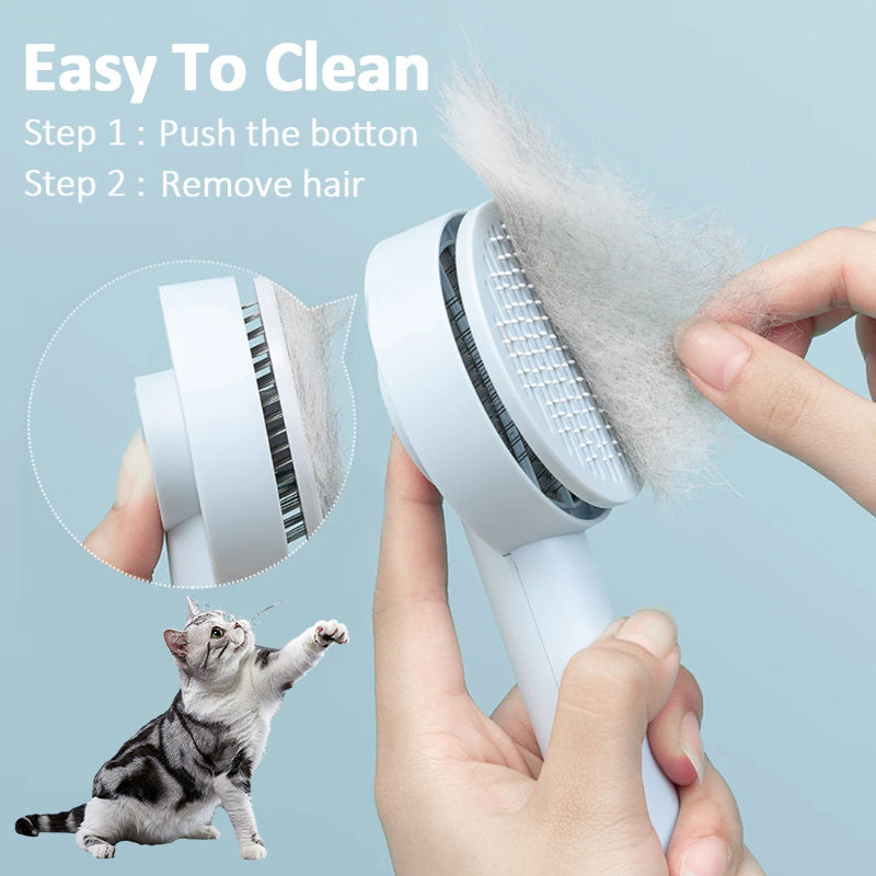 Pet Needle Comb Hair Remover Brush - Self-Cleaning Grooming Tool for Dogs and Cats