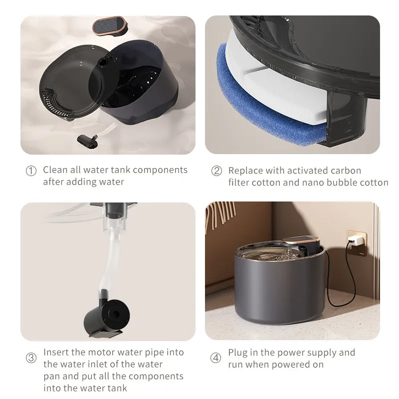 Automatic Pet Water Fountain - Sleek Design - Ideal for Cats and Dogs - Quiet Operation for Peaceful Hydration