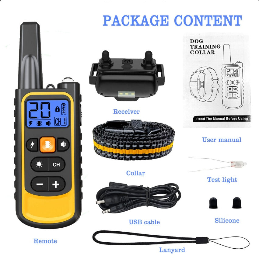 ElDog Rechargeable Waterproof Pet Training Collar - Electric Shock Anti-Bark System with 800m Range