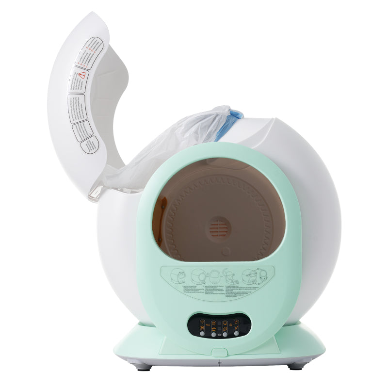65L Adaptive Self-Cleaning Cat Litter Box for Multiple Cats, Automatic Suction, Suitable for Many Kinds of Litter, Infrared Sensor, Eliminates Odor, APP Controlled, Child Safety Lock