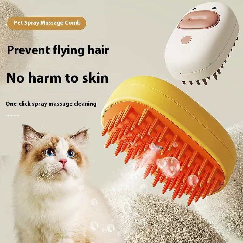 Pet Spray Massage Comb - Cute Small Yellow Duck Design for Grooming All Cats and Dogs