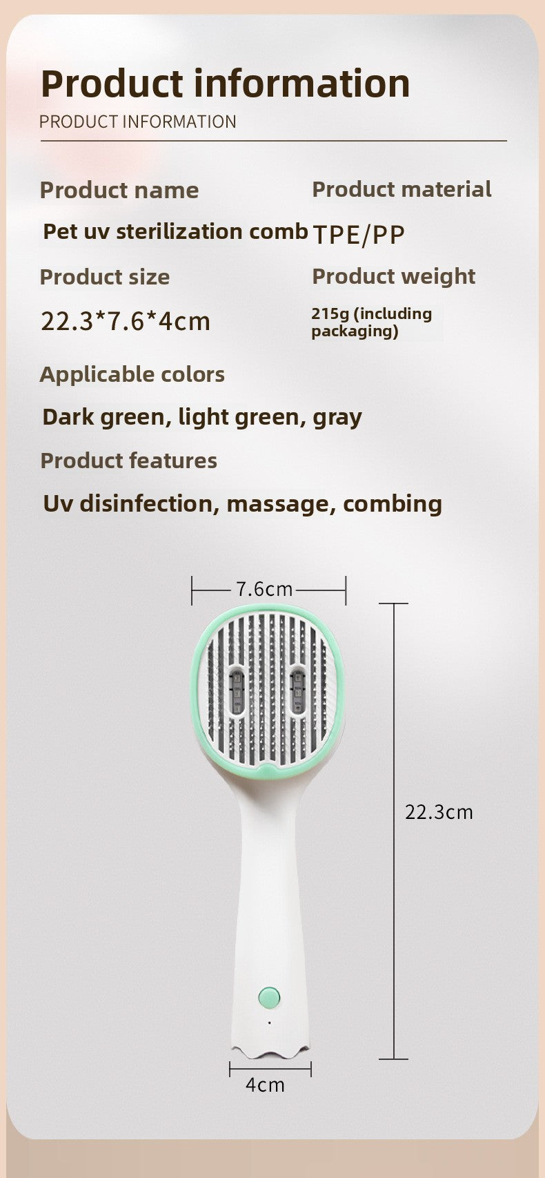 Automatic De-shedding Comb - Ergonomic Design for Pet Cleaning and Grooming
