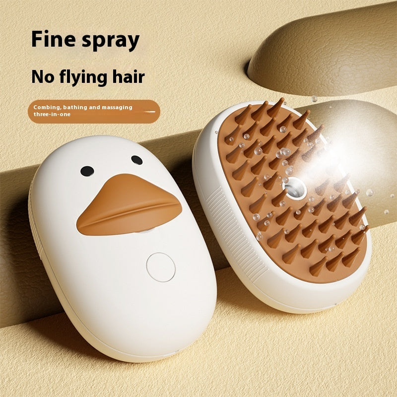 Pet Spray Massage Comb - Cute Small Yellow Duck Design for Grooming All Cats and Dogs