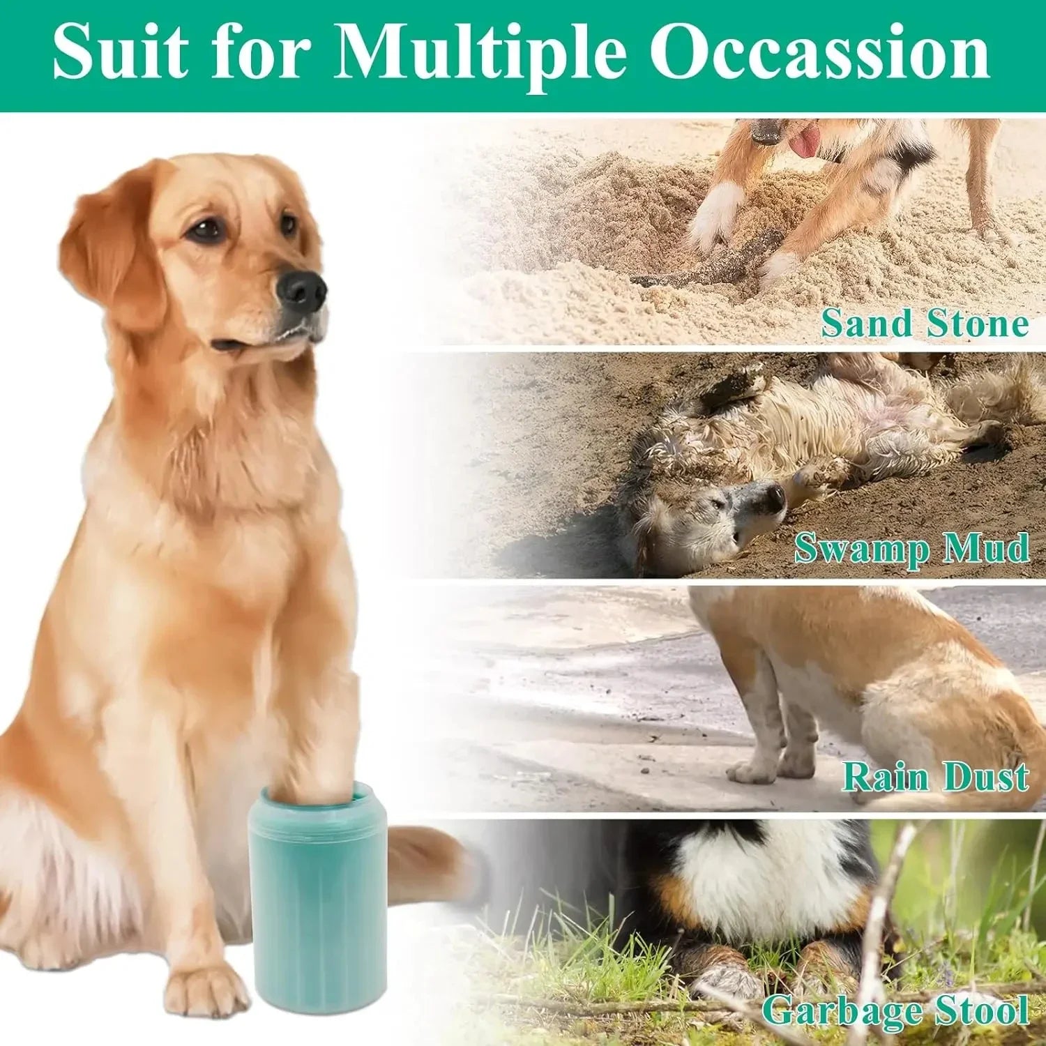 Soft Silicone Pet Foot Wash Cup | Cat & Dog Foot Cleaner | Portable Massage Bath Cleaning Tool with Dog Shampoo Brush