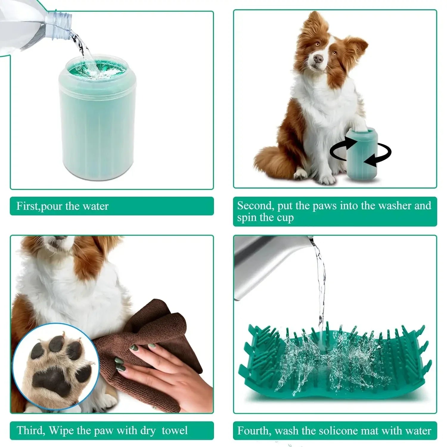 Soft Silicone Pet Foot Wash Cup | Cat & Dog Foot Cleaner | Portable Massage Bath Cleaning Tool with Dog Shampoo Brush