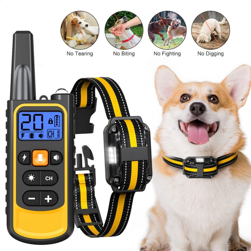 ElDog Rechargeable Waterproof Pet Training Collar - Electric Shock Anti-Bark System with 800m Range