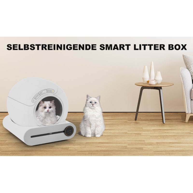 65L Adaptive Self-Cleaning Cat Litter Box for Multiple Cats - Automatic Scooping, Compatible with Various Litter Types, Infrared Sensor, Odor Elimination, App-Controlled, Safe Child Lock