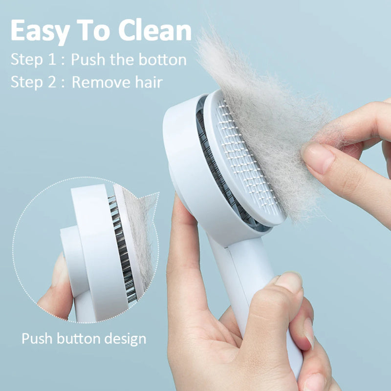 Pet Needle Comb Hair Remover Brush - Self-Cleaning Grooming Tool for Dogs and Cats