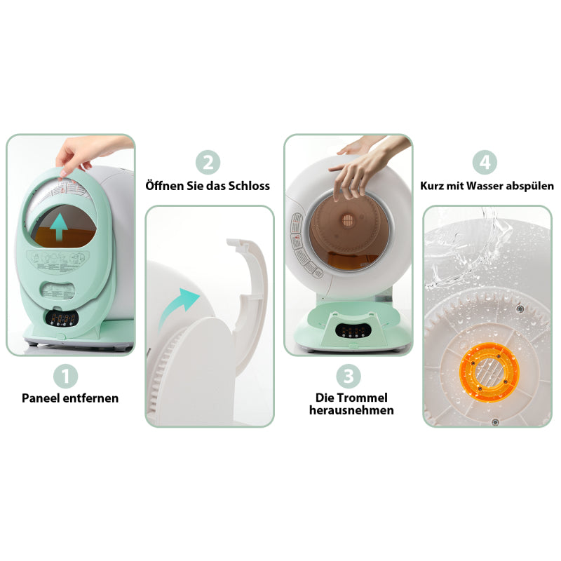 65L Adaptive Self-Cleaning Cat Litter Box for Multiple Cats, Automatic Suction, Suitable for Many Kinds of Litter, Infrared Sensor, Eliminates Odor, APP Controlled, Child Safety Lock