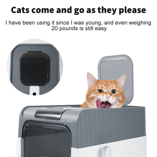 Grey Large Cat Litter Box with Drawer - Anti-Splash Cat Potty Tray for Easy Cleaning